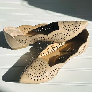 Apt. 9 Memory Foam Flats Pointed Toe Flat Shoes laser cut ballet NUDE